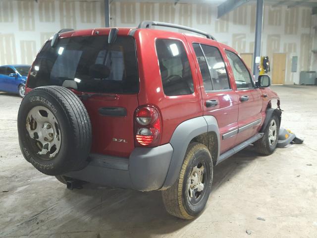 1J4GL48K95W653332 - 2005 JEEP LIBERTY SP RED photo 4