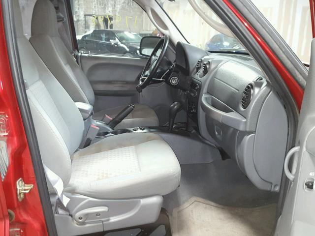 1J4GL48K95W653332 - 2005 JEEP LIBERTY SP RED photo 5