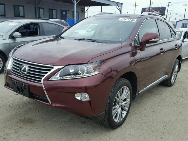 2T2ZK1BA1DC121897 - 2013 LEXUS RX 350 BURGUNDY photo 2