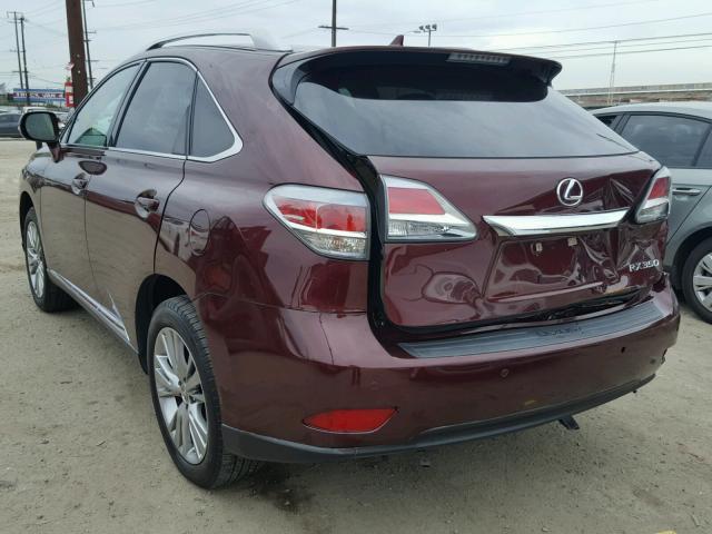 2T2ZK1BA1DC121897 - 2013 LEXUS RX 350 BURGUNDY photo 3