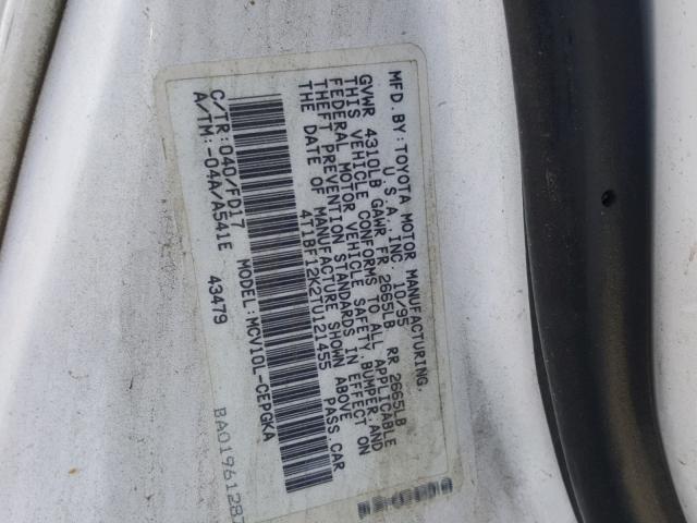 4T1BF12K2TU121455 - 1996 TOYOTA CAMRY LE WHITE photo 10