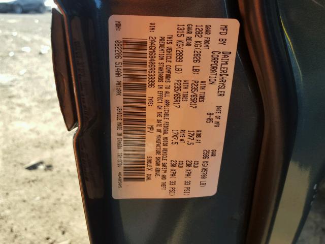 2A4GM68406R638996 - 2006 CHRYSLER PACIFICA T GREEN photo 10