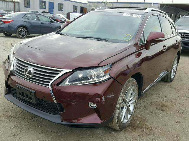 2T2ZK1BA8FC188404 - 2015 LEXUS RX 350 MAROON photo 2