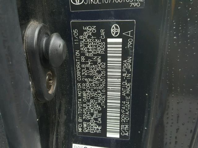 JTKDE167960105182 - 2006 TOYOTA SCION TC 黑色 照片 10