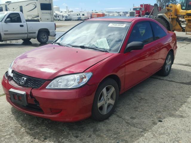 1HGEM22915L004101 - 2005 HONDA CIVIC EX RED photo 2