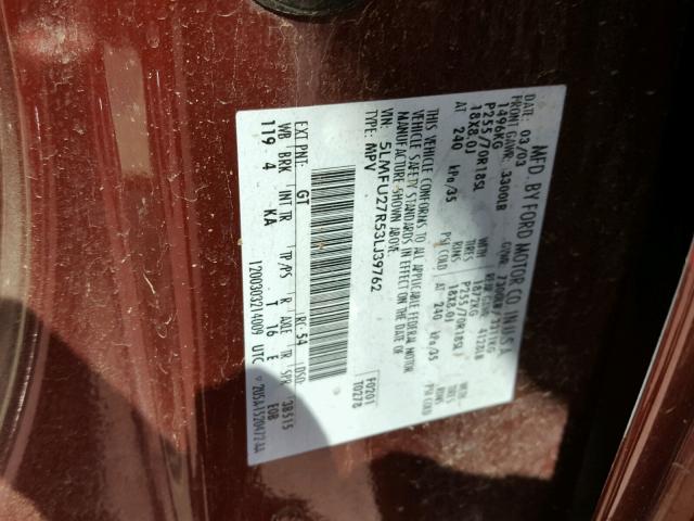 5LMFU27R53LJ39762 - 2003 LINCOLN NAVIGATOR MAROON photo 10