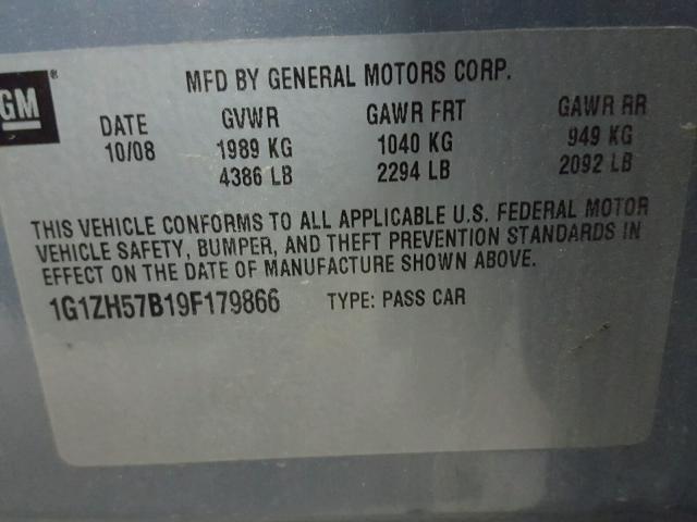 1G1ZH57B19F179866 - 2009 CHEVROLET MALIBU 1LT 蓝色 照片 10