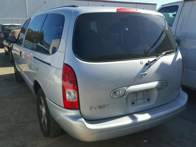 4N2ZN15T01D803660 - 2001 NISSAN QUEST GXE SILVER photo 3