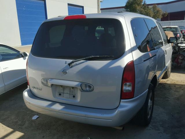 4N2ZN15T01D803660 - 2001 NISSAN QUEST GXE SILVER photo 4