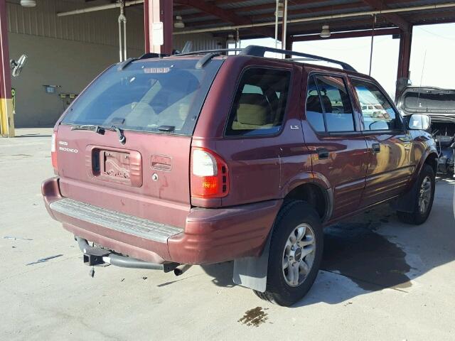 4S2CK58W624342565 - 2002 ISUZU RODEO S MAROON photo 4