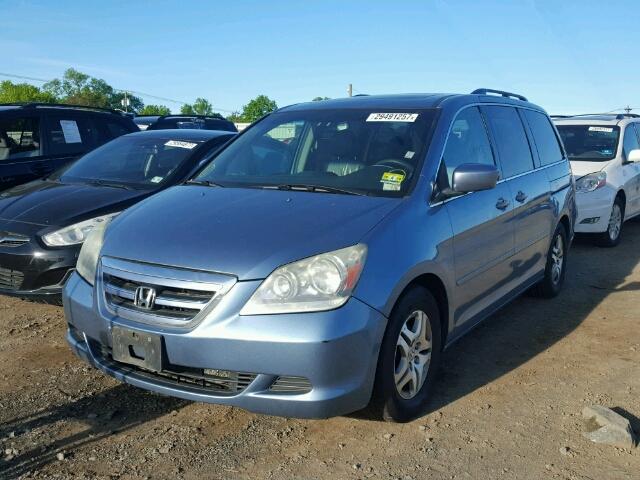 5FNRL38775B088958 - 2005 HONDA ODYSSEY EX BLUE photo 2