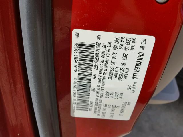 2D8HN44HX8R147697 - 2008 DODGE GRAND CARA RED photo 10