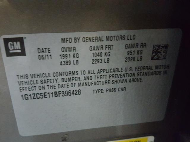 1G1ZC5E11BF396428 - 2011 CHEVROLET MALIBU 1LT 棕色 照片 10