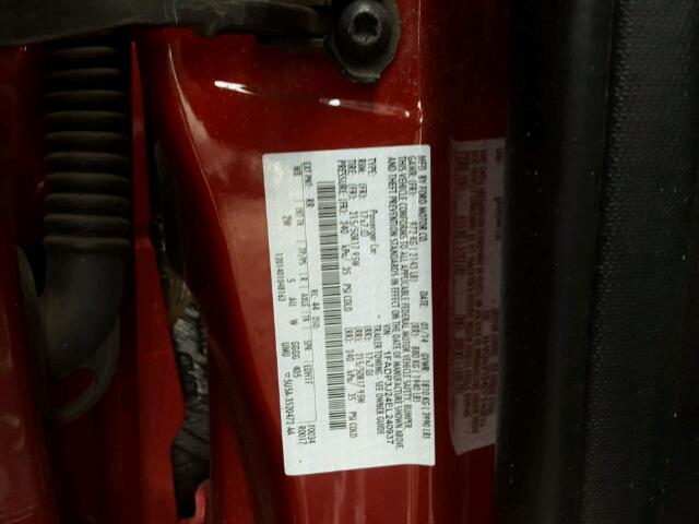 1FADP3J24EL240937 - 2014 FORD FOCUS TITA RED photo 10