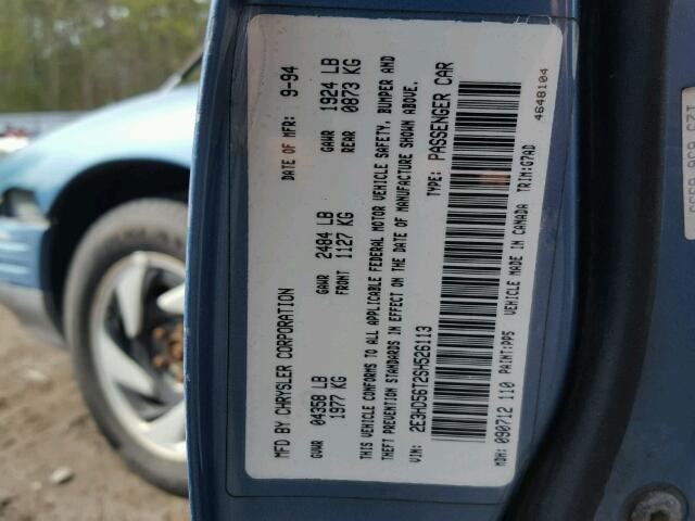 2E3HD56T2SH526113 - 1995 EAGLE VISION ESI ტურკოუსი ფოტო 10