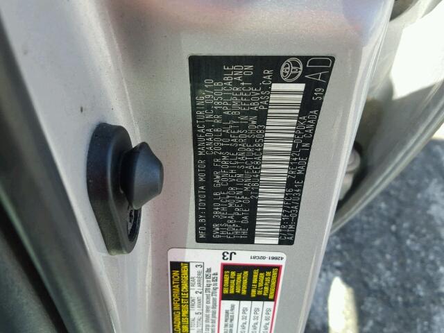 2T1BU4EE8AC485083 - 2010 TOYOTA COROLLA BA SILVER photo 10