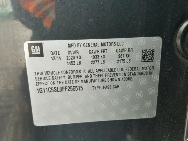 1G11C5SL8FF256515 - 2015 CHEVROLET MALIBU 1LT GRAY photo 10