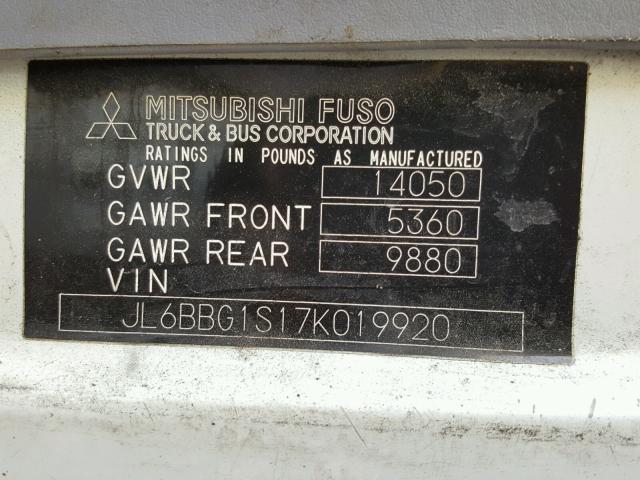 JL6BBG1S17K019920 - 2007 MITSUBISHI FUSO TRUCK OF FE 84D WHITE photo 10