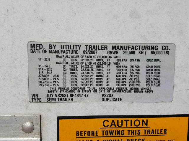1UYVS25318P484747 - 2008 UTILITY TRAILER WHITE photo 10
