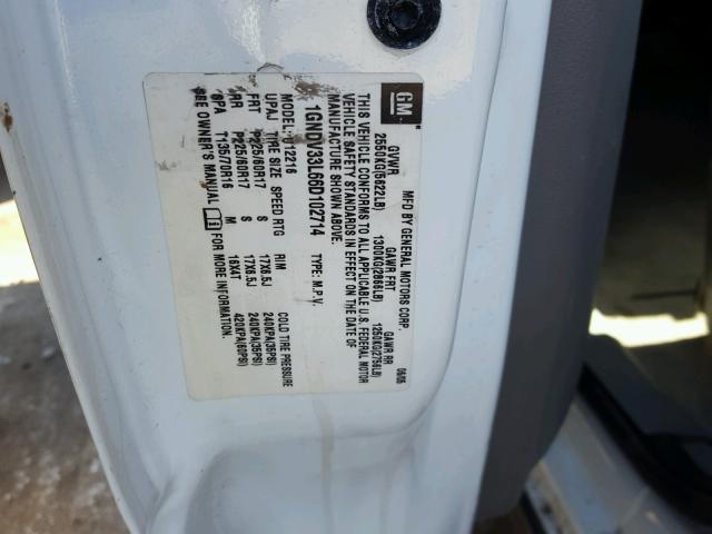 1GNDV33L66D102714 - 2006 CHEVROLET UPLANDER L 白色 照片 10