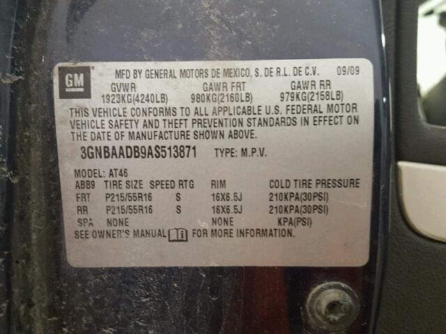 3GNBAADB9AS513871 - 2010 CHEVROLET HHR LS BLUE photo 10