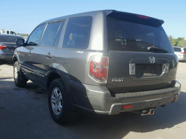 5FNYF28167B040539 - 2007 HONDA PILOT LX GRAY photo 3