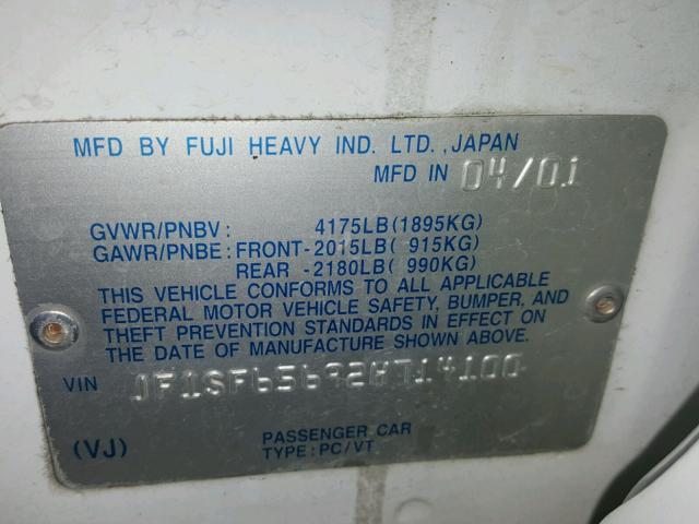 JF1SF65692H714100 - 2002 SUBARU FORESTER S 白色 照片 10