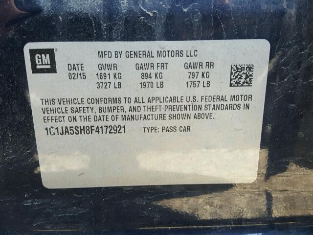 1G1JA5SH8F4172921 - 2015 CHEVROLET SONIC LS BLUE photo 10