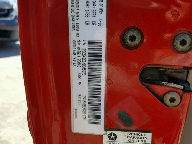 1P3ES46C1YD805373 - 2000 PLYMOUTH NEON BASE RED photo 10