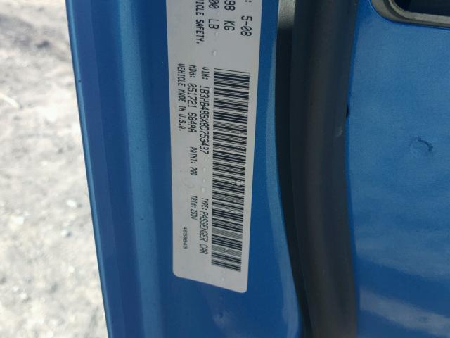 1B3HB48BX8D753437 - 2008 DODGE CALIBER SX BLUE photo 10