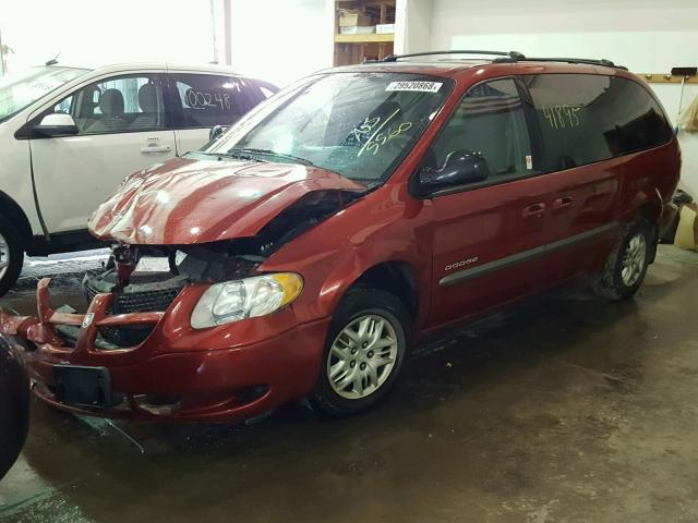 2B8GP44331R215560 - 2001 DODGE GRAND CARA RED photo 2