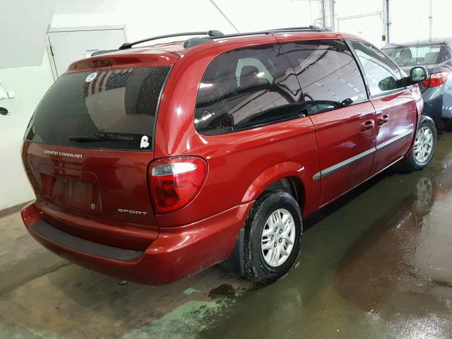 2B8GP44331R215560 - 2001 DODGE GRAND CARA RED photo 4