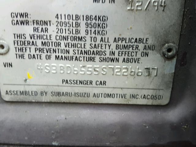 4S3BD6555S7226677 - 1995 SUBARU LEGACY LS GRAY photo 10