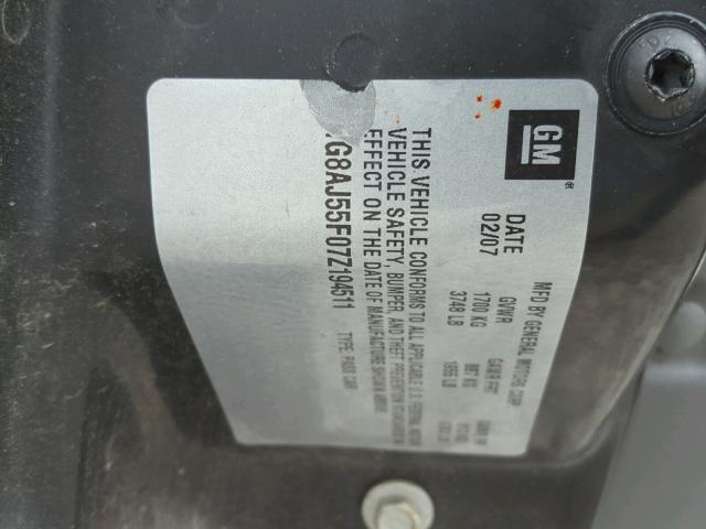 1G8AJ55F07Z194511 - 2007 SATURN ION LEVEL თეთრი ფოტო 10