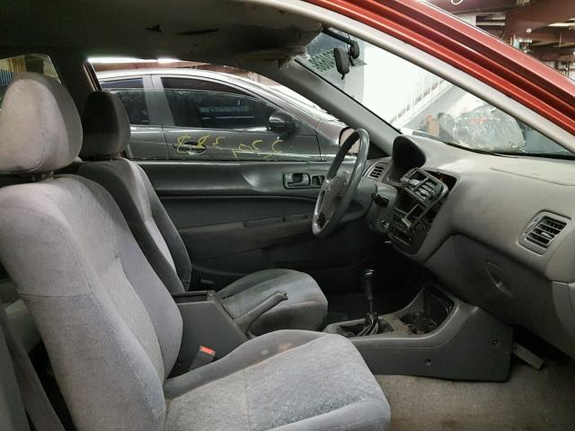 1HGEJ7125TL011334 - 1996 HONDA CIVIC HX RED photo 5