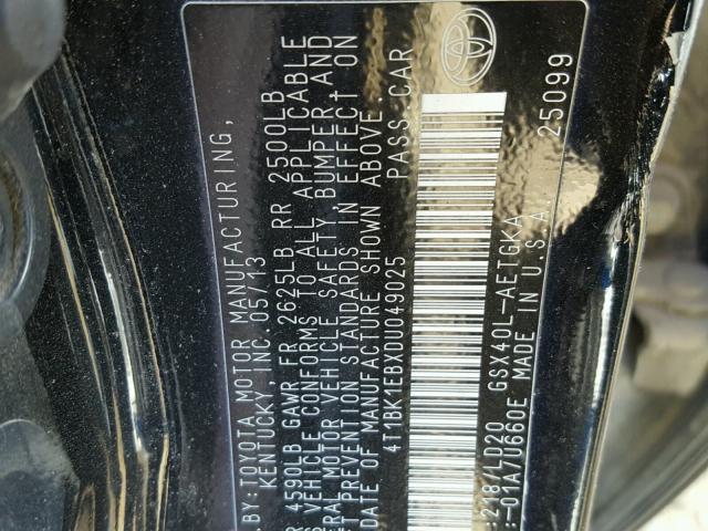 4T1BK1EBXDU049025 - 2013 TOYOTA AVALON BAS Qara foto 10