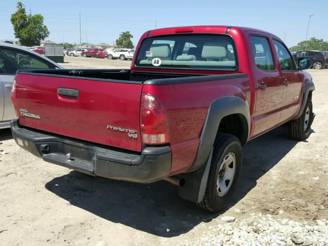 5TEJU62N28Z569836 - 2008 TOYOTA TACOMA DOU BURGUNDY photo 4