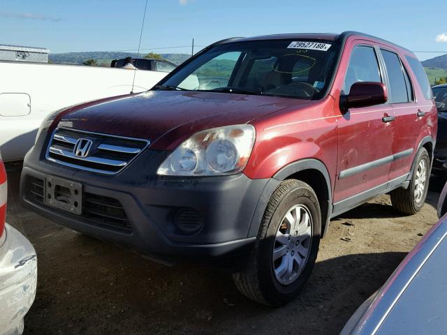 SHSRD78865U347185 - 2005 HONDA CR-V EX BURGUNDY photo 2