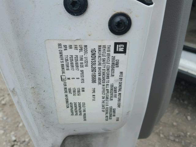 1GNDV33L26D185686 - 2006 CHEVROLET UPLANDER L 白色 照片 10