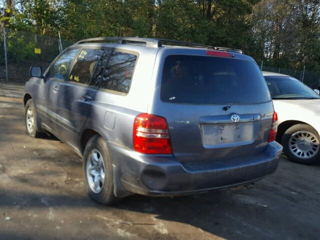 JTEGD21A630073296 - 2003 TOYOTA HIGHLANDER BLUE photo 3