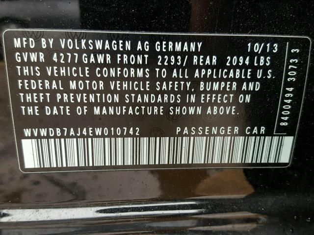 WVWDB7AJ4EW010742 - 2014 VOLKSWAGEN GOLF 黑色 照片 10