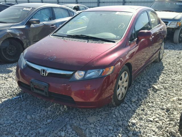 1HGFA16598L071645 - 2008 HONDA CIVIC LX RED photo 2