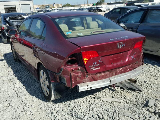 1HGFA16598L071645 - 2008 HONDA CIVIC LX RED photo 3