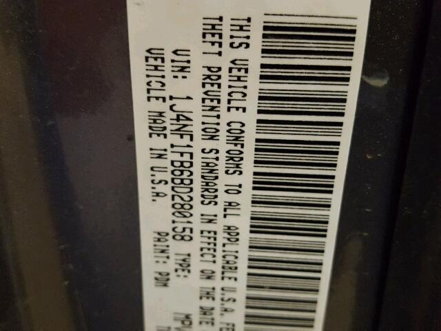 1J4NF1FB6BD280158 - 2011 JEEP COMPASS SP GRAY photo 10