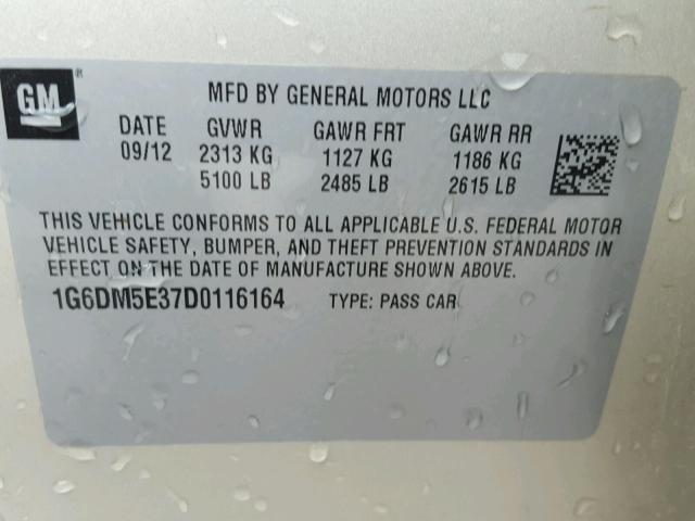 1G6DM5E37D0116164 - 2013 CADILLAC CTS PERFOR SILVER photo 10