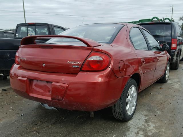 1B3ES56C84D573100 - 2004 DODGE NEON SXT RED photo 4