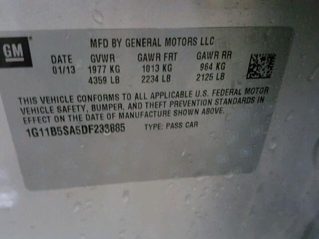 1G11B5SA5DF233885 - 2013 CHEVROLET MALIBU LS Gümüş foto 10