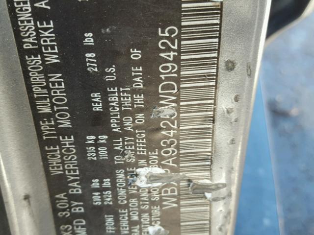 WBXPA93425WD19425 - 2005 BMW X3 3.0I SILVER photo 10