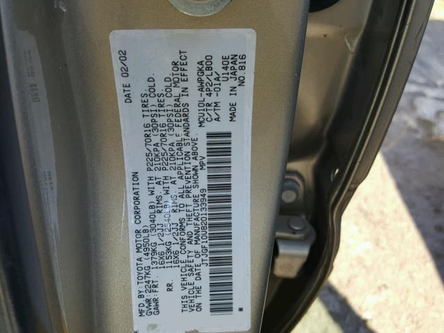 JTJGF10U820133949 - 2002 LEXUS RX 300 GOLD photo 10