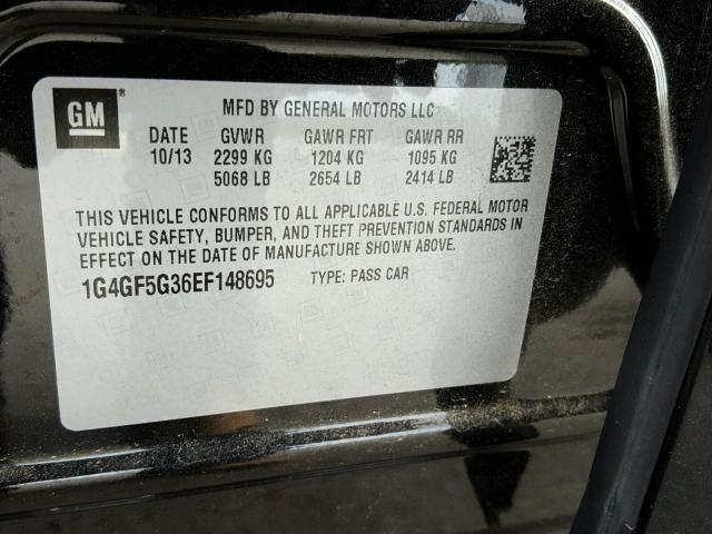 1G4GF5G36EF148695 - 2014 BUICK LACROSSE T BLACK photo 10